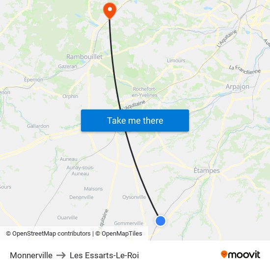 Monnerville to Les Essarts-Le-Roi map