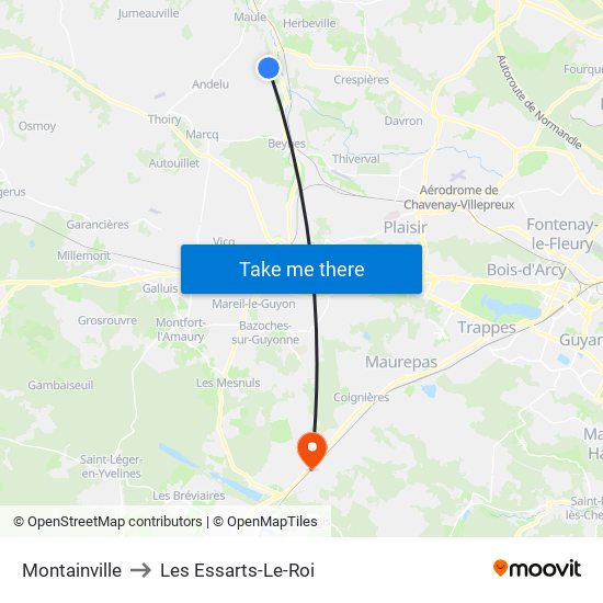 Montainville to Les Essarts-Le-Roi map