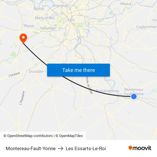 Montereau-Fault-Yonne to Les Essarts-Le-Roi map