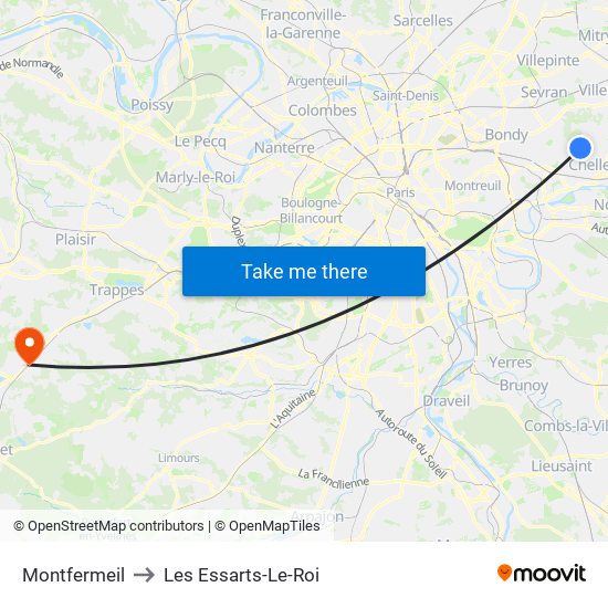Montfermeil to Les Essarts-Le-Roi map