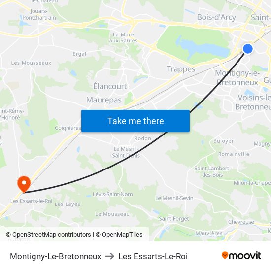 Montigny-Le-Bretonneux to Les Essarts-Le-Roi map