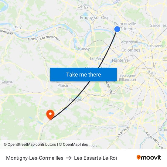 Montigny-Les-Cormeilles to Les Essarts-Le-Roi map