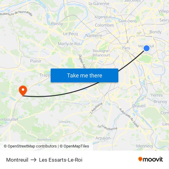 Montreuil to Les Essarts-Le-Roi map