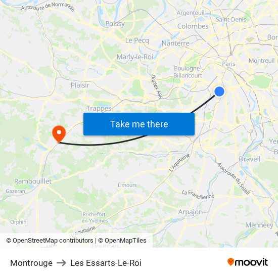 Montrouge to Les Essarts-Le-Roi map