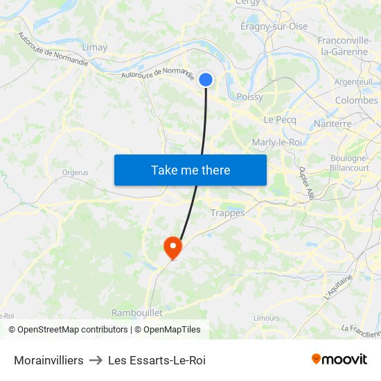 Morainvilliers to Les Essarts-Le-Roi map