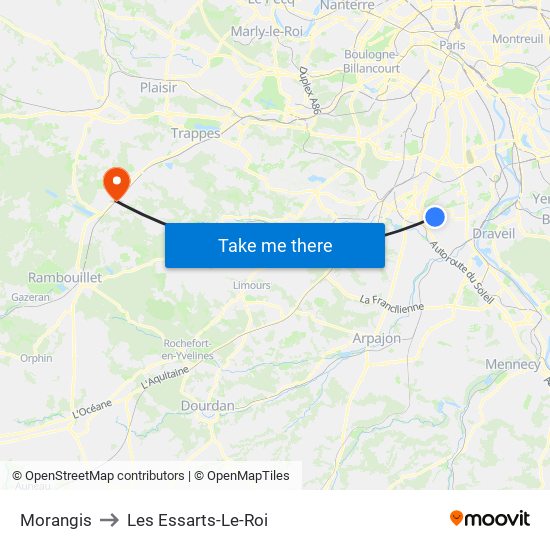 Morangis to Les Essarts-Le-Roi map