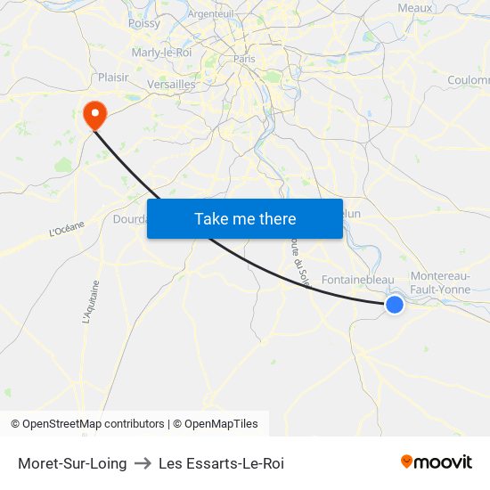 Moret-Sur-Loing to Les Essarts-Le-Roi map