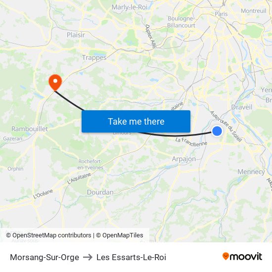 Morsang-Sur-Orge to Les Essarts-Le-Roi map