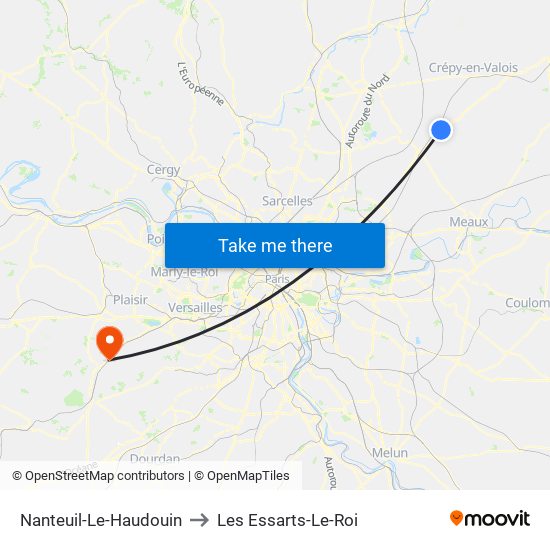 Nanteuil-Le-Haudouin to Les Essarts-Le-Roi map