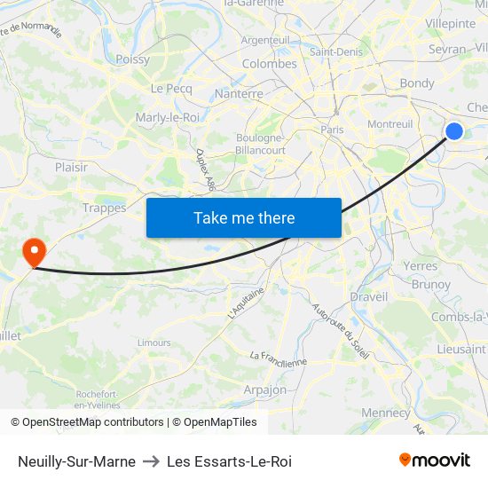 Neuilly-Sur-Marne to Les Essarts-Le-Roi map