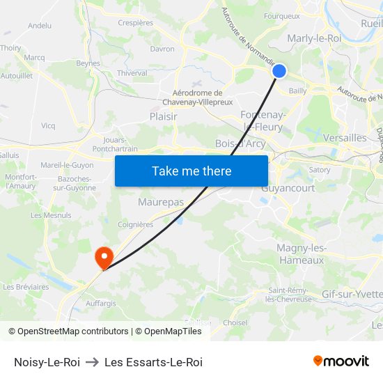 Noisy-Le-Roi to Les Essarts-Le-Roi map