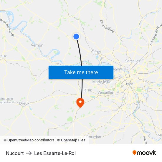 Nucourt to Les Essarts-Le-Roi map