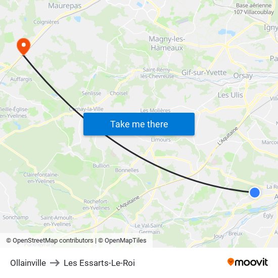 Ollainville to Les Essarts-Le-Roi map