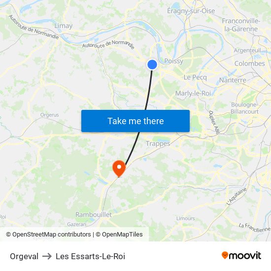 Orgeval to Les Essarts-Le-Roi map