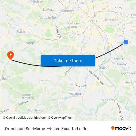 Ormesson-Sur-Marne to Les Essarts-Le-Roi map