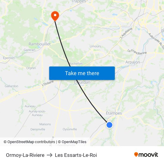 Ormoy-La-Riviere to Les Essarts-Le-Roi map