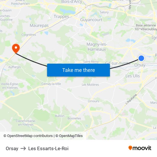 Orsay to Les Essarts-Le-Roi map