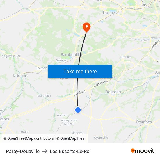 Paray-Douaville to Les Essarts-Le-Roi map
