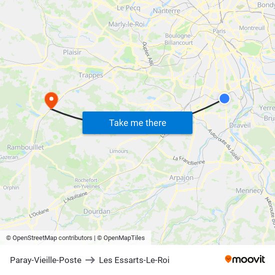 Paray-Vieille-Poste to Les Essarts-Le-Roi map