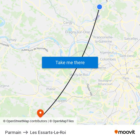 Parmain to Les Essarts-Le-Roi map