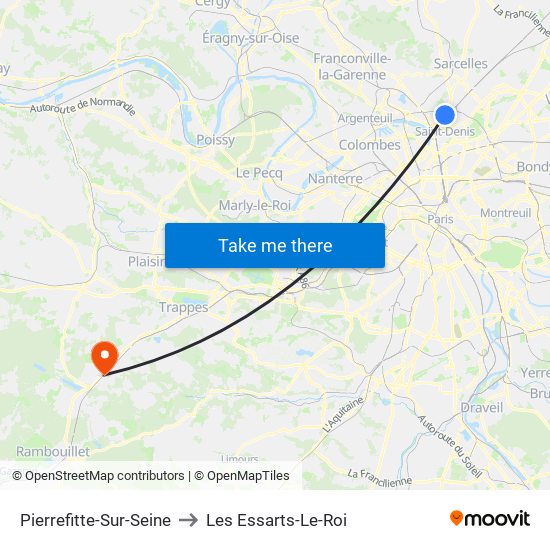 Pierrefitte-Sur-Seine to Les Essarts-Le-Roi map