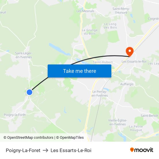 Poigny-La-Foret to Les Essarts-Le-Roi map