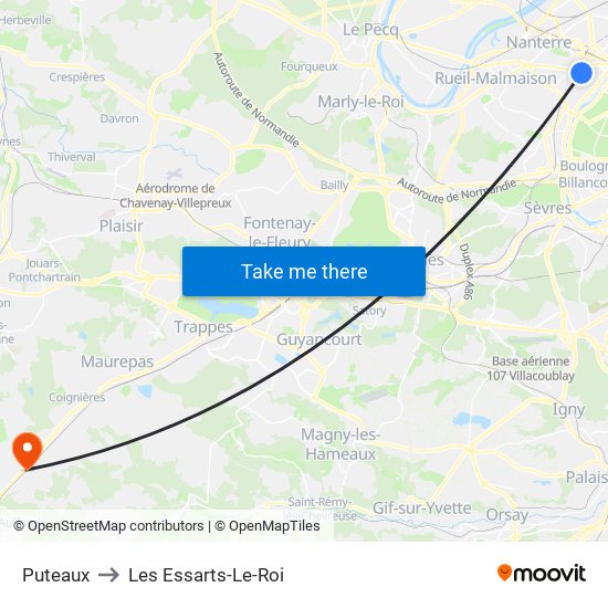 Puteaux to Les Essarts-Le-Roi map