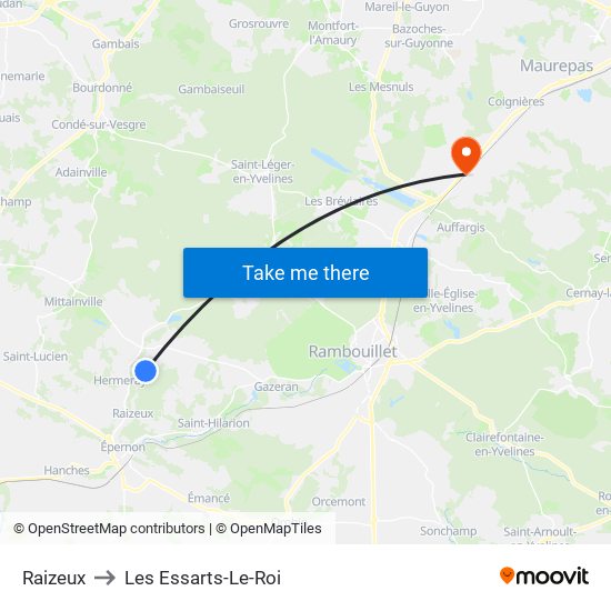 Raizeux to Les Essarts-Le-Roi map