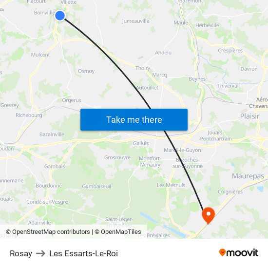 Rosay to Les Essarts-Le-Roi map
