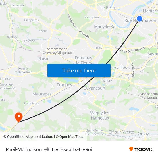 Rueil-Malmaison to Les Essarts-Le-Roi map