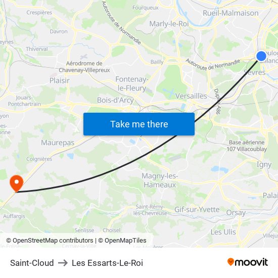 Saint-Cloud to Les Essarts-Le-Roi map
