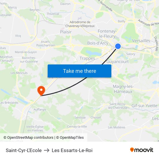 Saint-Cyr-L'Ecole to Les Essarts-Le-Roi map