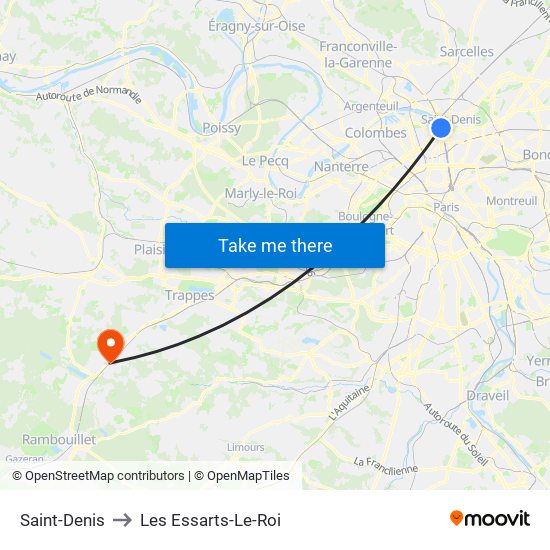 Saint-Denis to Les Essarts-Le-Roi map