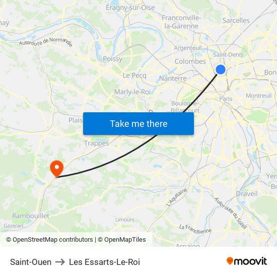 Saint-Ouen to Les Essarts-Le-Roi map