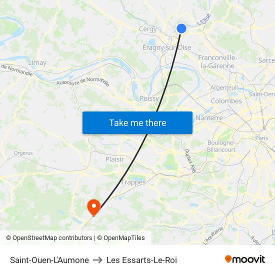 Saint-Ouen-L'Aumone to Les Essarts-Le-Roi map