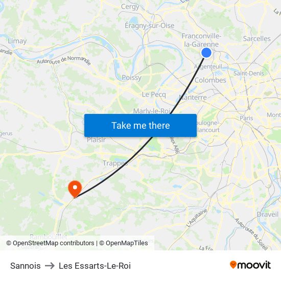 Sannois to Les Essarts-Le-Roi map