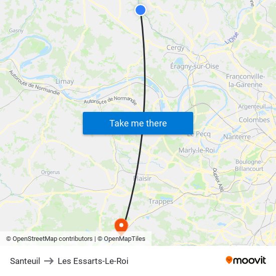 Santeuil to Les Essarts-Le-Roi map