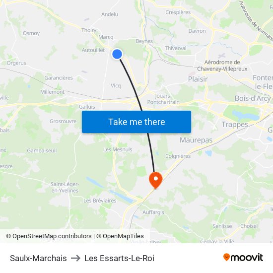 Saulx-Marchais to Les Essarts-Le-Roi map