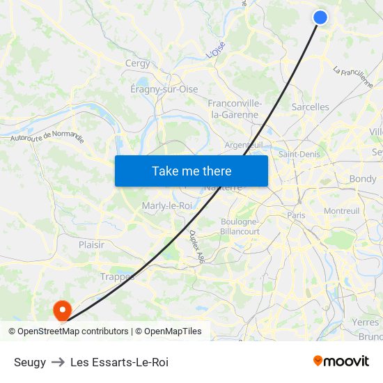 Seugy to Les Essarts-Le-Roi map