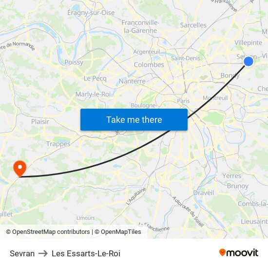 Sevran to Les Essarts-Le-Roi map