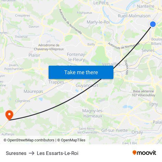 Suresnes to Les Essarts-Le-Roi map