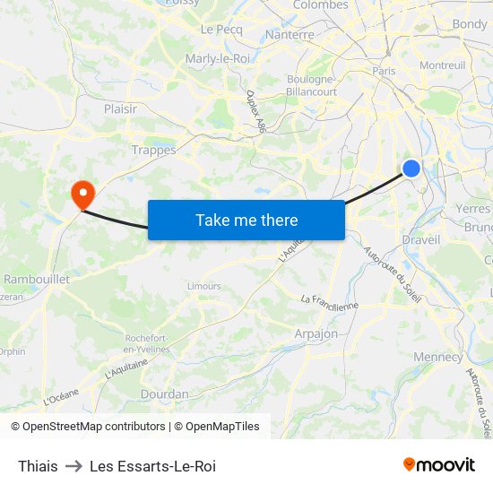 Thiais to Les Essarts-Le-Roi map