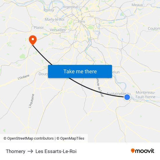 Thomery to Les Essarts-Le-Roi map