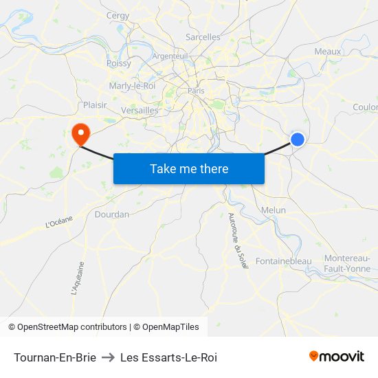 Tournan-En-Brie to Les Essarts-Le-Roi map