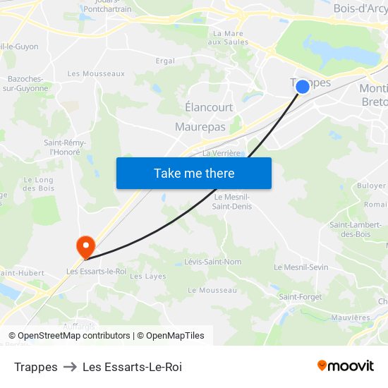 Trappes to Les Essarts-Le-Roi map