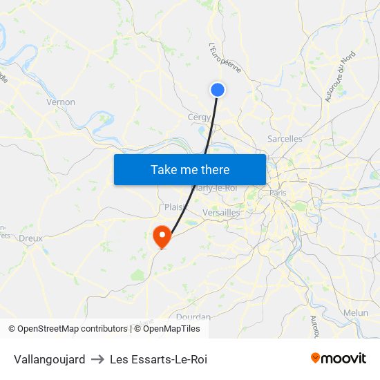 Vallangoujard to Les Essarts-Le-Roi map