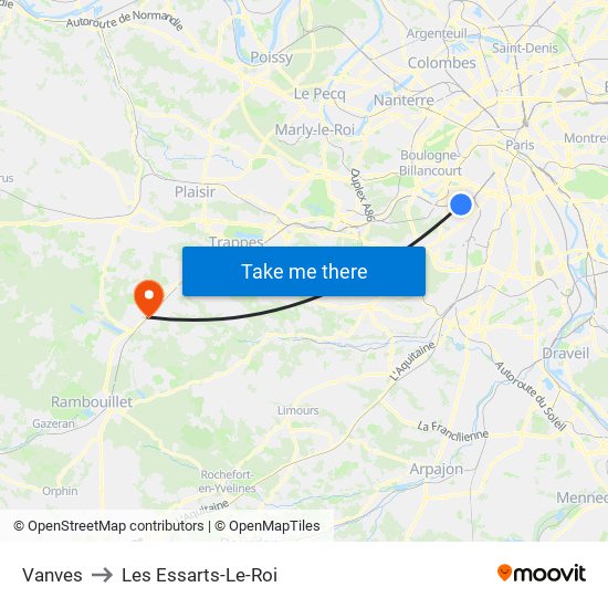 Vanves to Les Essarts-Le-Roi map