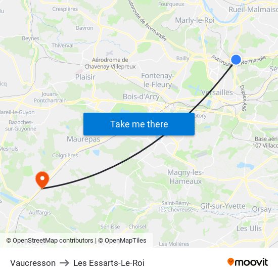 Vaucresson to Les Essarts-Le-Roi map