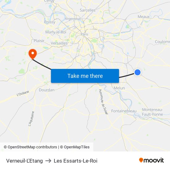 Verneuil-L'Etang to Les Essarts-Le-Roi map