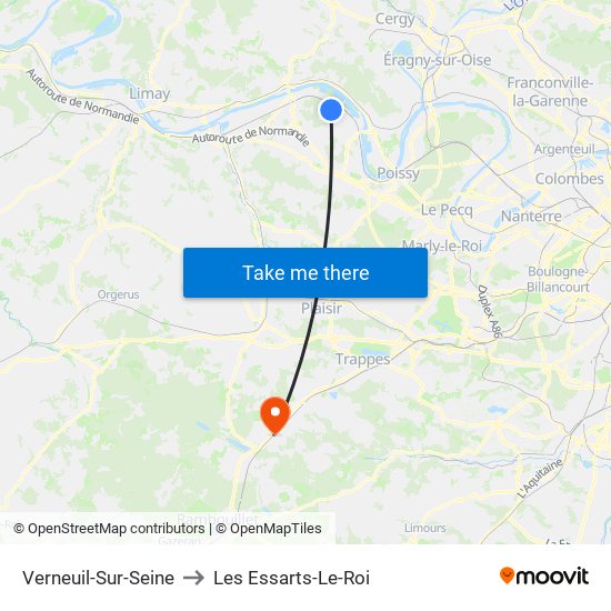 Verneuil-Sur-Seine to Les Essarts-Le-Roi map